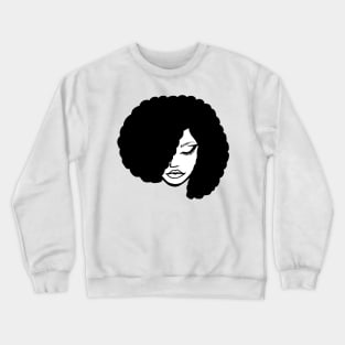 black and white afro art woman simple art Crewneck Sweatshirt